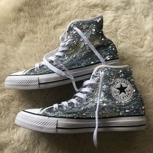 Silver Sequin Converse All-Star High-Tops - NEW!